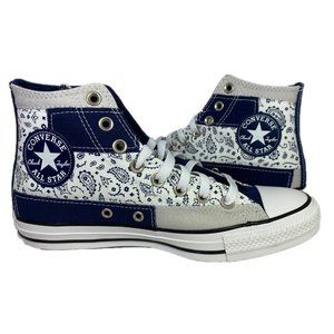 Converse Navy and White Paisley High-Top Sneakers